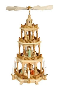 Pyramide Christi Geburt mit Schäferei natur BxHxT 29x58x29cm NEU Holzpyramide - Bild 1 von 1