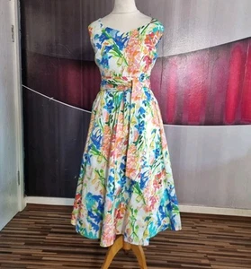 GORGEOUS PHASE EIGHT FLORAL PRINT EVENING DRESS SIZE 18 - Picture 1 of 13