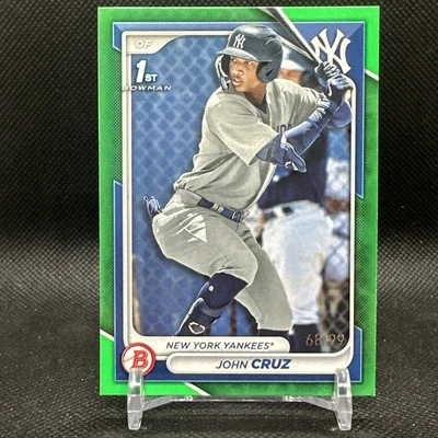 John Cruz 2024 Bowman 1st Prospect Green Parallel /99 New York Yankees BP-77 - Image 1 of 2