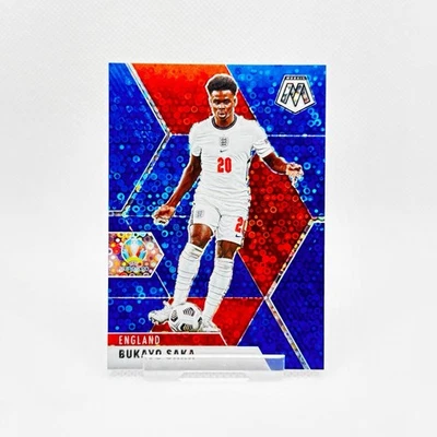 2020 Panini Mosaic Euro 2020 Bukayo Saka Blue Parallel Insert Card /99 - England - Image 1 of 2