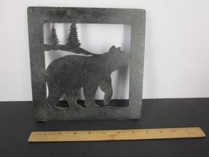 Cast Iron Western Rustic Black Bear By Trees Decorative Table Trivet Footed 8" - Bild 1 von 2