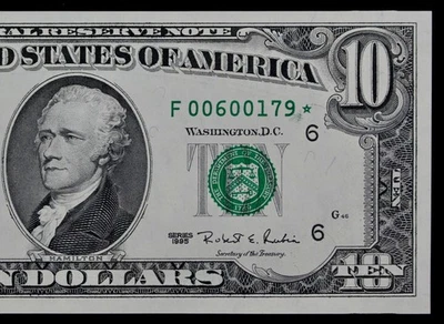 $10 1995 Gem CU Star Washington DC print FRN F00600179* Low 640K Run 1, Atlanta - Image 1 of 3