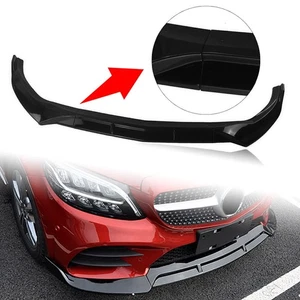 Car Glossy Black Front Spoiler Splitter For 2019-2021 Mercedes Benz C-Class W205 - Picture 1 of 7