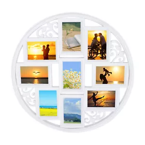 Multi-Foto Collage Bild runder weißer Rahmen hält 9 Fotos 4 x 6 im Display - Bild 1 von 12