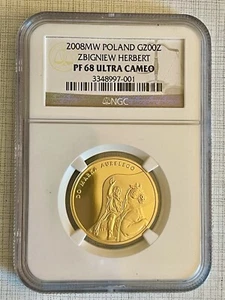 Poland 2008 MW Zbigniew Herbert 200 Zlotych Gold NGC PF68 ULTRA CAMEO SKU# 2879 - Picture 1 of 2