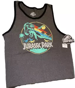 JURASSIC PARK Tank Shirt, Large, Grigio, Nuovo con etichette - Foto 1 di 1
