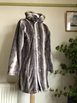 SUGAR CRISP Brown Animal Faux Fur Coat UK 10 12  Reversible Khaki. Cosy Soft - Image 1 of 4