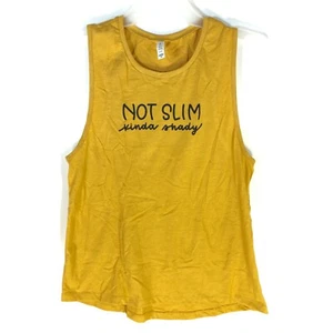 Bella Canvas Top Womens 2XL Mustard 'Not Slim Kinda Shady' Muscle Tank - Picture 1 of 9