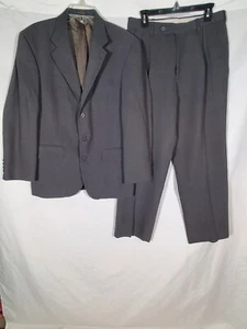 OSCAR DE LA RENTA GREY CHARCOAL WOOL ATHLETIC FIT SUIT BLAZER 40S W/ PANTS 32 - Picture 1 of 12