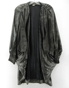 VINTAGE I Magnin Jacket OS Gray Metallic Draped Dolman Oversized Evening 80s - Picture 1 of 11