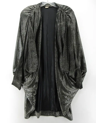 VINTAGE I Magnin Jacket OS Gray Metallic Draped Dolman Oversized Evening 80s - Image 1 of 4
