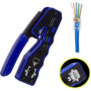 RJ45 EZ Pass Through PRO HD Crimping Tool Crimper Cat 5 5e 6 7 Connector LAN - Afbeelding 1 van 12