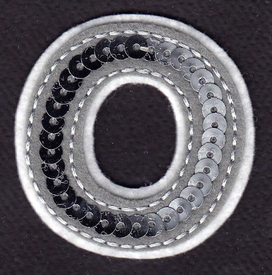 LETTERS  - Silver  Sequin  2" Letter "O" - Iron On Embroidered Applique - Image 1 of 2