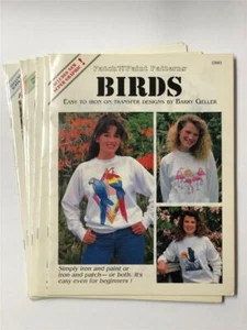 LOT 7 patch 'n' paint BIRDS flowers shells glitter floral fun IRON ON patterns - Foto 1 di 1