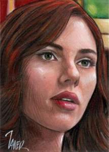 Avengers BLACK WIDOW Scarlett Johansson MARVEL SKETCH Karte OPEN PRINT ART - Bild 1 von 2