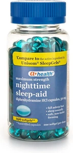 Nighttime Sleep Aid Diphenhydramine 50 Mg Softgels Maximum Strength, 160 Count - Picture 1 of 12