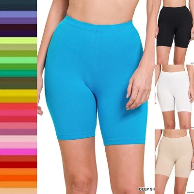 Pantalones Cortos de Bicicleta para Mujer Suave Elastizados Fitness Algodón Spandex Leggings Entrenamiento Yoga  Foto 1 de 4