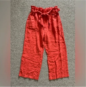 Anthropologie NWT Linen Orange Wide Leg Pants size L - Picture 1 of 10