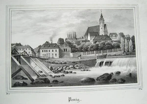 Penig Sachsen alte Lithographie aus Saxonia 1835-1841 - Bild 1 von 1