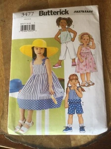 Butterick sewing pattern #3477 girls dress/top/shorts/pants sizes 2-3-4-5 Summer - Picture 1 of 2