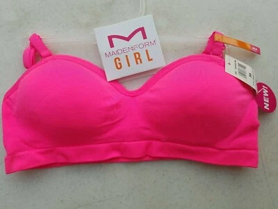 NWT Maidenform Girl's Bralette Gray or Hot Pink Padded Cup 30 32 34 36 38 all A - Image 1 of 4