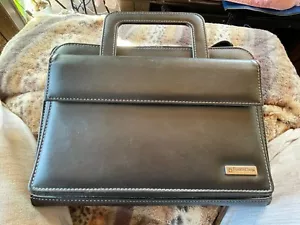 "DAY PLANNER APPOINTMENT DATE BOOK "DAY ONE' BLACK LEATHER PAPER PLASTIC - Picture 1 of 12