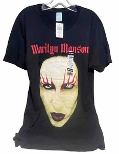 Vintage Marilyn Manson FACE T-Shirt Herren Medium auffällig schwarz Pacific Tag Neu mit Etikett - Bild 1 von 3