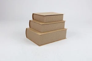 Buch-Boxen 3er-Set Natur Buchattrappe Geheimfach Geldversteck Geschenkbox Bücher - Bild 1 von 10