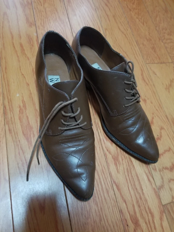 ZAPATOS VAQUEROS WESTERN VINTAGE MARRONES CON CORDONES NINE WEST TALLA 6.5 Foto 1 de 4