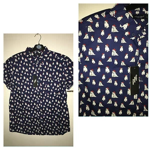 CAMISA DE NAVIDAD DE HOMBRE CON OSOS POLARES EN ROJO SOMBREROS DE NAVIDAD.. TALLAS PEQUEÑAS-XGRANDES - Imagen 1 de 6
