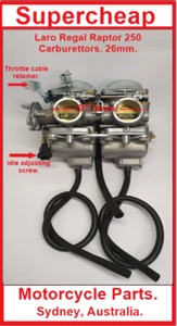 Laro Regal Raptor 250 vacuum carburettors, 26mm, will also fit other units. - Picture 1 of 5