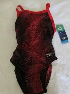 Traje de baño rojo de una pieza Speedo para niñas Powerflex Eco talla 24 nuevo con etiquetas - Imagen 1 de 11