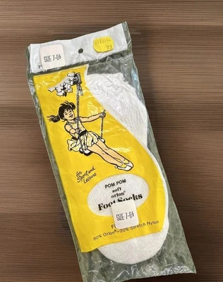 Calcetines De Colección "Pom Pom" Blancos 7-8.5 Niñas Creslan Años 70 Nuevo de Lote Antiguo No Show Corte Bajo Niños Foto 1 de 4