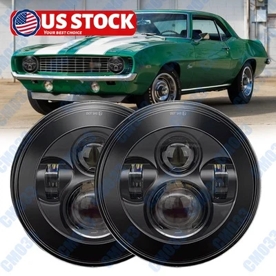 Faro LED redondo de 7" apto para Chevrolet Camaro 1967-1981 aprobado por el DOT 2 piezas HI/LO Foto 1 de 4