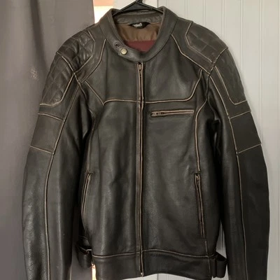 Leather Riding Jacket. Vintage Style. Cafe Racer. Dino By Cortech. Clean. Swag! - Image 1 of 4
