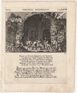 1679 Jeremia 38 Ebed-Melech Altes Testament Bibel Kupferstich von Küsel - Picture 1 of 1