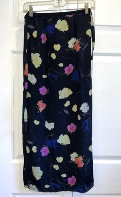 Falda envolvente 100 % seda Peter Nygard de colección floral negra verde púrpura talla 4 Foto 1 de 4