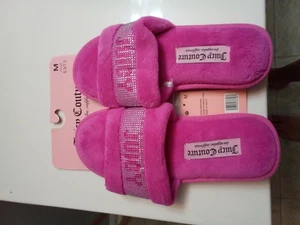 Juicy Couture Strass Wildlederimitat Hausschuhe PINK Größe: M - Bild 1 von 2