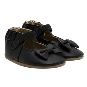 Robeez Fancy Bow Soft Sole Baby Girl Shoes Black 12-18M NEW - Picture 1 of 12