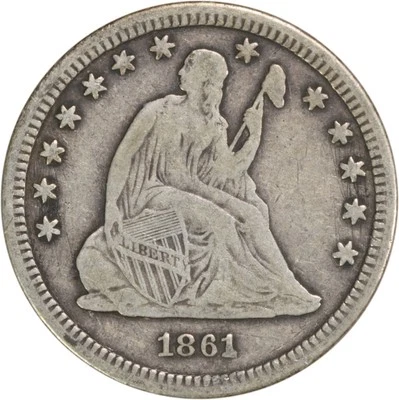 1861 Liberty Seated Quarter F Uncertified #954 - Image 1 of 2