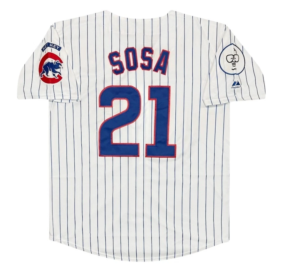 Camiseta blanca Sammy Sosa 1998 Chicago Cubs con parche "Harry Caray" grande para hombre Foto 1 de 3