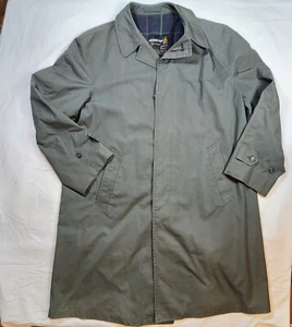 London Fog Mens Trench Rain Coat VTG Size 42 Regular Green - Picture 1 of 12
