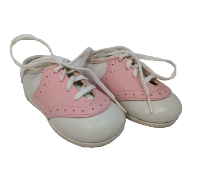 Sapato Oxford Sela Rosa Branco Bebê Tamanho 2 Infantil Criança EUA Antigo - Imagem 1 de 4