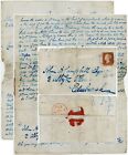 GB QV PENNY RED Plate 40 ID 1847 LETTER IN BRIGHT BLUE INK RIDDELL to J.CAMPBELL