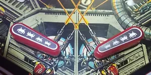 SPACE INVADERS CHROME PINBALL FLIPPER DECALS from METAL-MODS CHROME CAPS - Picture 1 of 2