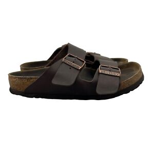 Birkenstock Arizona Sandals Womens 37 (US 8) Brown Faux Leather 2 Strap Slides