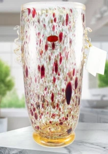 Gambaro & Poggi Murano Italy Hand Blown Glass Vase Gold 13" NWT Authentic Signed - Picture 1 of 24