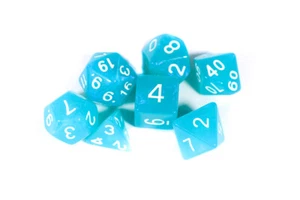 Peacock Blue Moonstone Poly Dice Set (7) RPG DnD Bescon Shimmer Glitter - Imagen 1 de 3