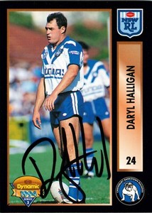 ✺Signed✺ 1994 CANTERBURY BULLDOGS NRL Card DARYL HALLIGAN