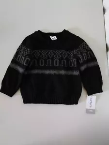 Carter's Preppy Black knit Baby 12 month baby boy Sweater casual kid long sleeve - Picture 1 of 5